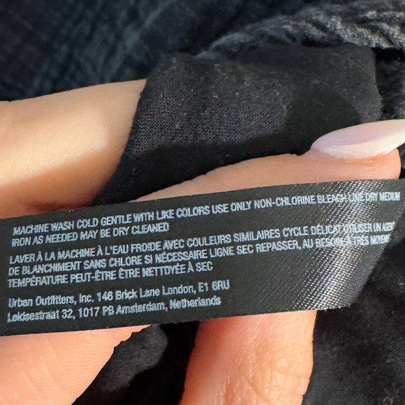 Anthropologie Black Distressed Ruffle Cinch Tunic Mini Dress Womens Size Small M - Picture 7 of 10